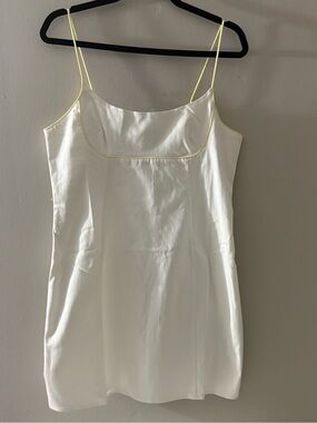 ASOS White Slip Dress with Pale Yellow Trim